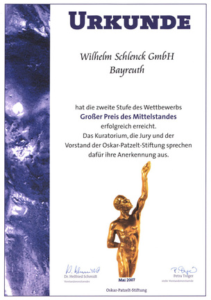 Großer Preis des Mittelstandes bei Schlenck Elektrotechnik GmbH in Bayreuth